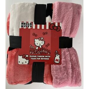 Hello Kitty Throw Country Bows Cloud Faux Fur 50" x 60" Reverse Blanket A61
